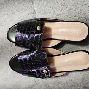 Bella Marie Black Crocodile Mules